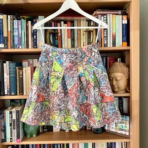 Anthropologie Maeve Map of Paris Mini Skirt Size 8